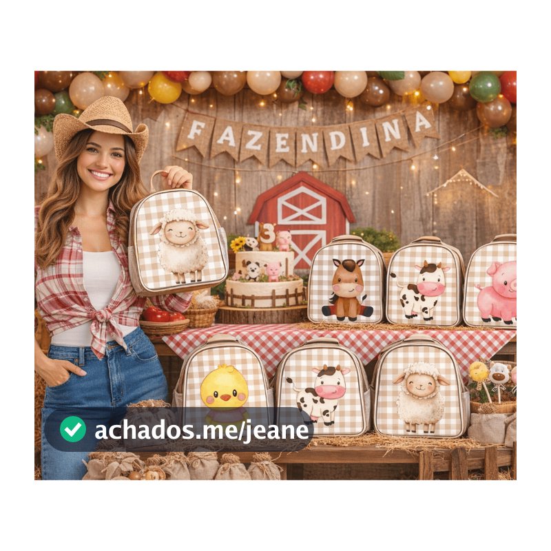 Mochila Fazendinha kit com  10 Infantil para Aniversário Lembrancinha  e Decoração