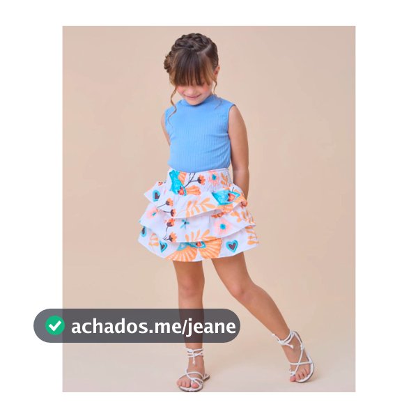 Conjunto Infantil Semi Cropped com Short Saia