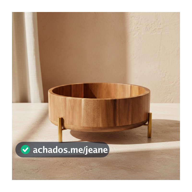 Bandeja Travessa Fruteira Bowl Madeira Metal Dourado 29x12cm Centro Mesa Decorativa Servir