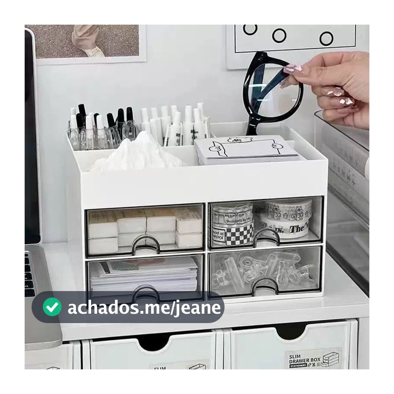 Organizador Mesa Maquiagem Multiuso Com Gavetas Porta Lapis Escritorio