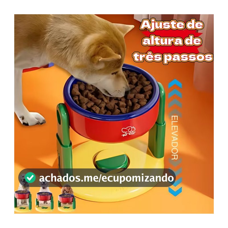 Comedouro Bebedouro Pet Cachorro Gato Com Ventosa Regulagem De Altura