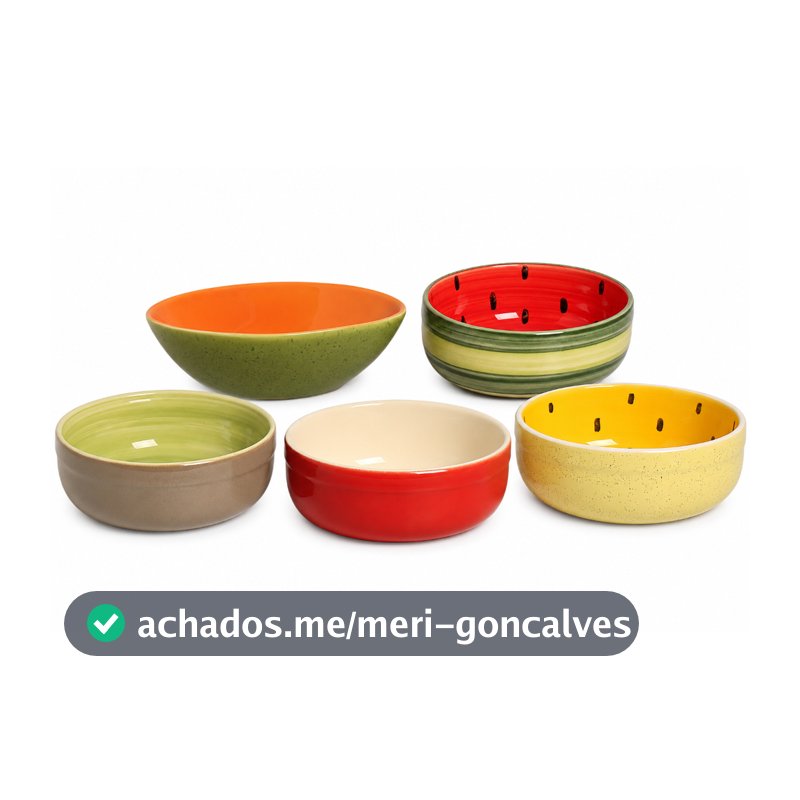 Kit 5 bowls frutas tropicais em cerâmica