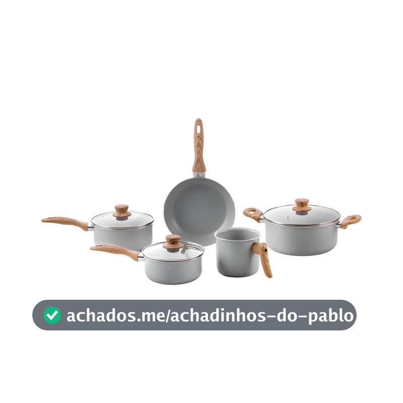 Jogo De Panela Antiaderente 5 peças Brinox Gris Ceramic Life Easy Cinza