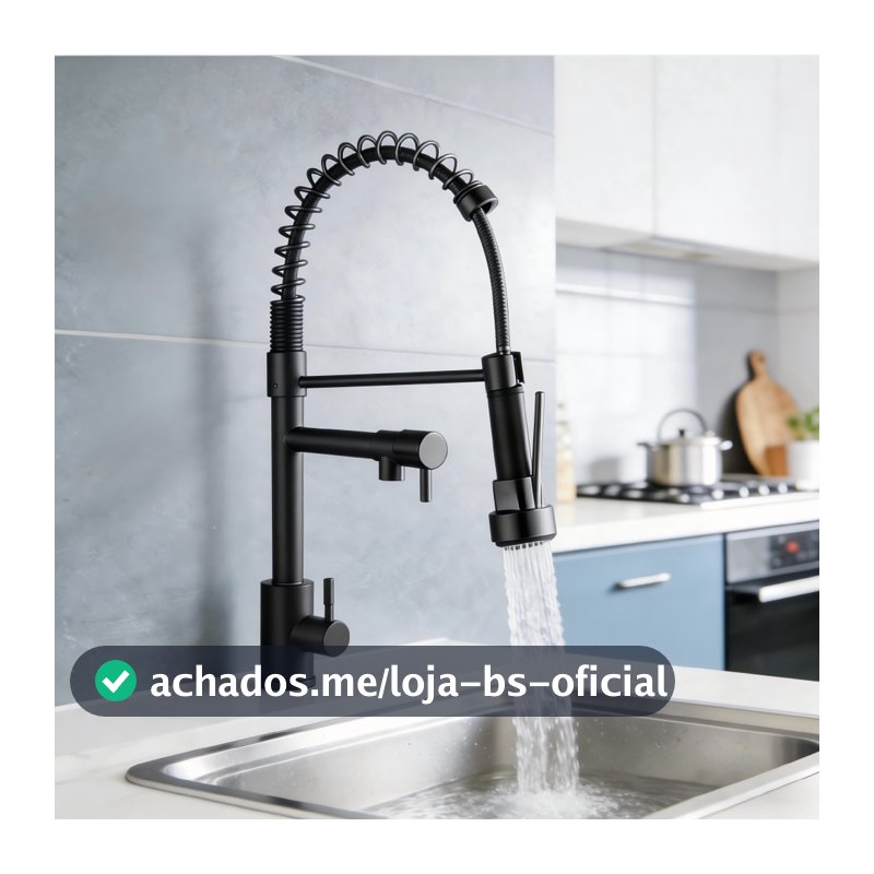 Torneira Gourmet Industrial de Bancada Mola Retrátil Cromada Spray 360°