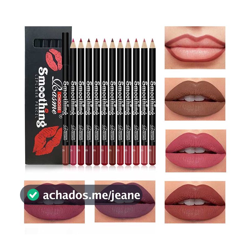 Lipliner 12 Cores Contorno Formato Labial À Prova D'água Durável Copo Antiaderente Batom Fosco Conjunto De Delineador Pr