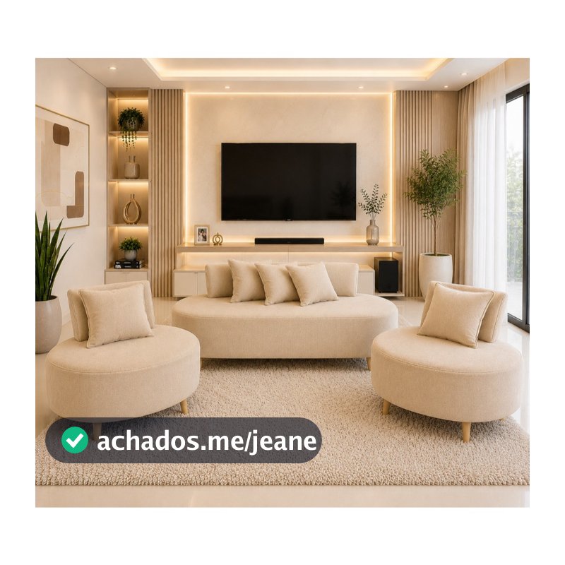 Kit Sofá 03 Lugares + 02 Poltrona De Corino Para Recepçao Sala De Televisão Visammer