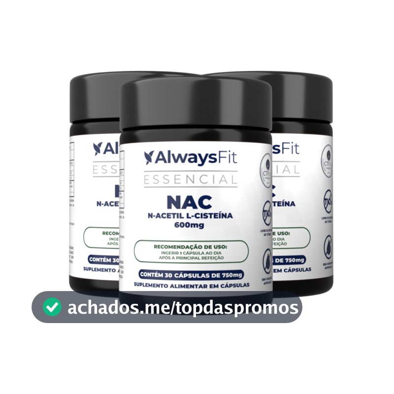 Kit 3 NAC AlwaysFit 600mg  | N-Acetil L-Cisteína + Selênio + Molibdênio | 30 Cápsulas