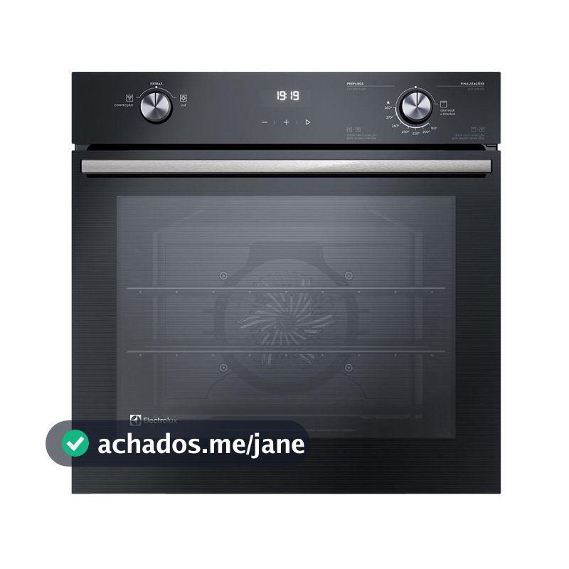 Forno de Embutir Electrolux a Gás 80L Efficient com PerfectCook360 Preto (OE8GH)