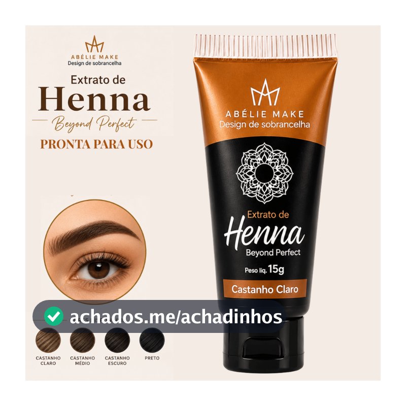 Extrato de Henna Pronto para Uso Desing Sobrancelha Henna Castanho Claro 15g Pigmento Dura Até 24h Na Pele