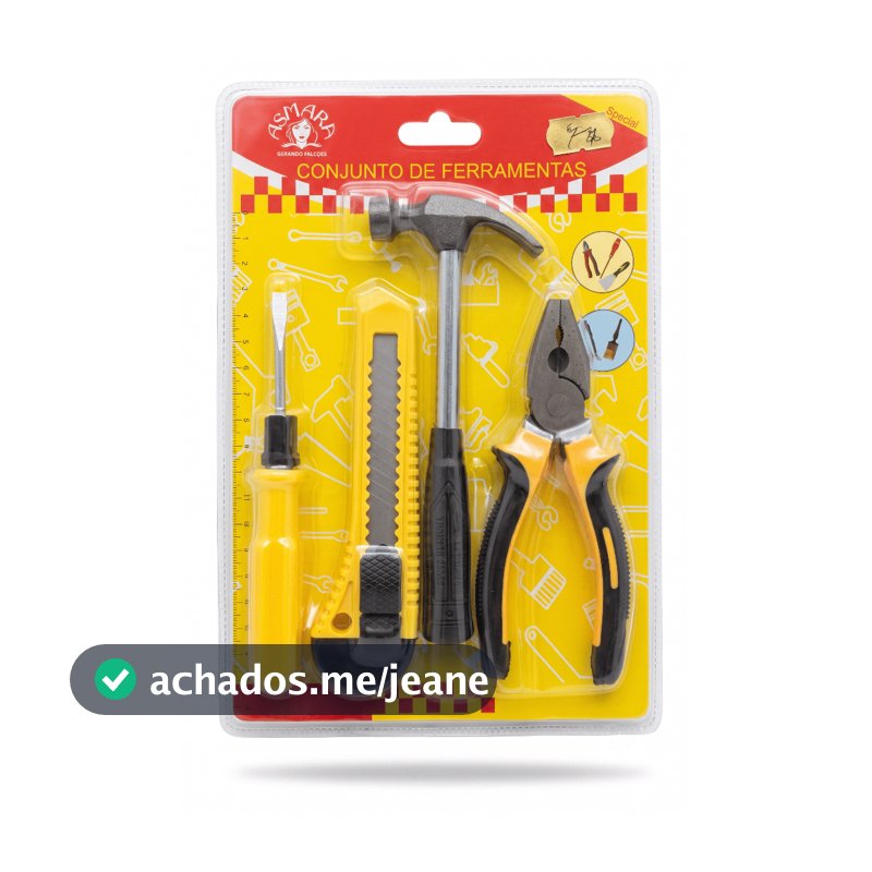Kit Ferramentas 4 Peças Martelo Alicate Estilete Chave 2 Em 1