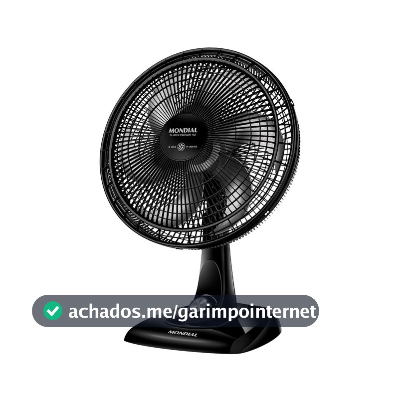 Ventilador de Mesa Mondial VSP-40-B 40cm, 6 Pás, 140W, Preto