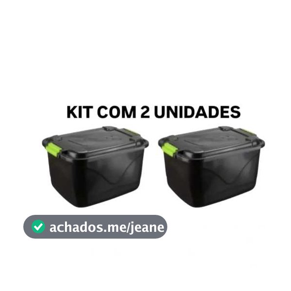 Kit 2 Caixa Organizadora 30 Litros Grande C/Tampa e Trava Cesto para Brinquedos e Multiuso