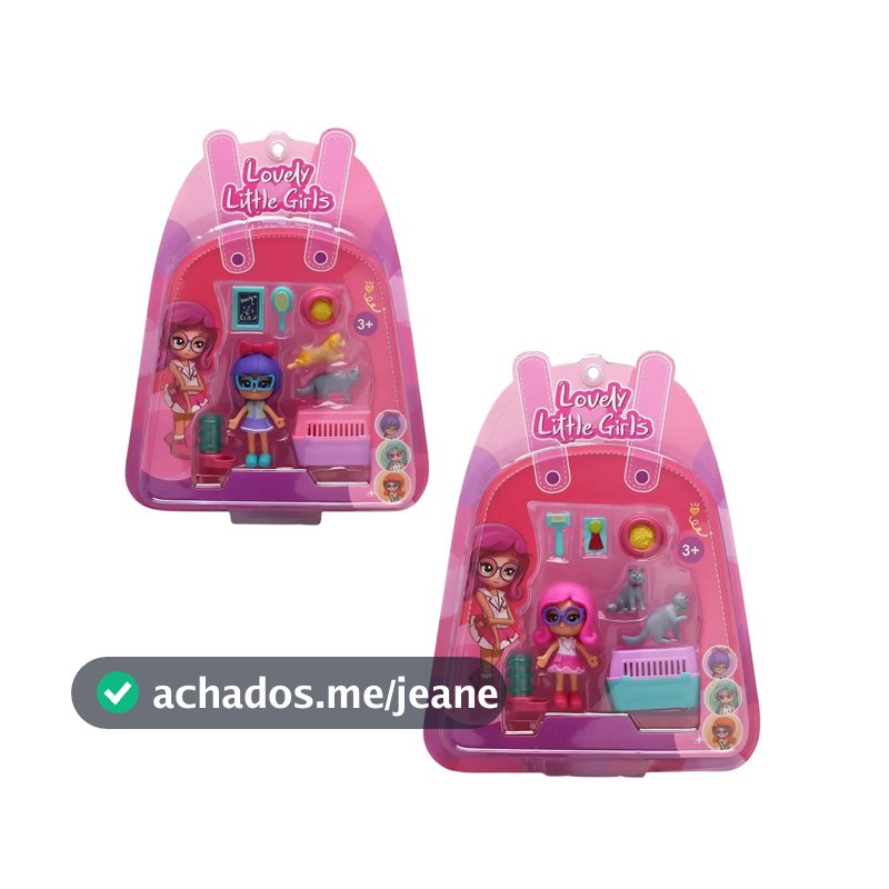 2x Bonecas Lovely Little Girls Super Pet Shop Sortidas Multikids Brinquedo Infantil Criança Presente