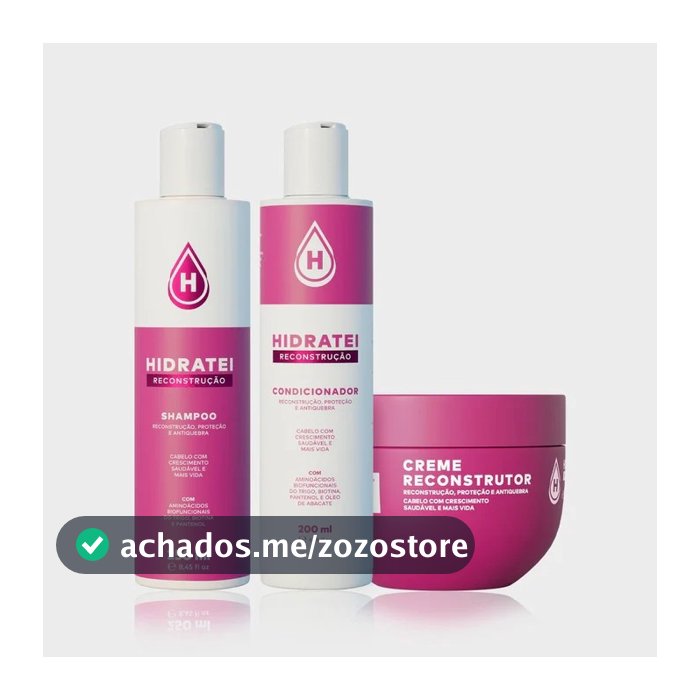 Kit Essencial Reconstrução e Hidratação Intensa Hidratei Shampoo + Condicionador + Máscara