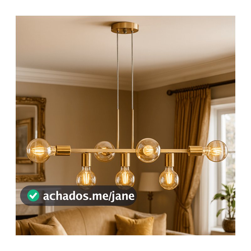 Luminária de teto Pendente Rubis para 7 Lâmpadas 68cm Canopla Enviada Conforme Disponibilidade (Estilo Jabuticaba)