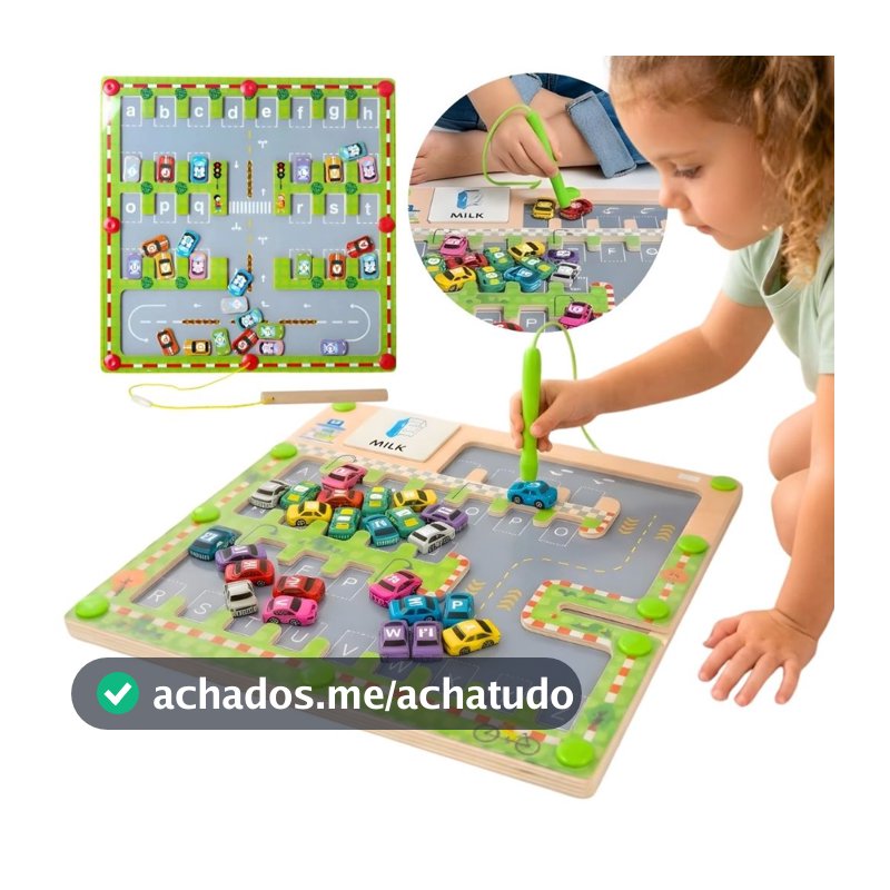 Jogo Brinquedo Labirinto Magnético Montessori Educativo Carros Cognição Educação