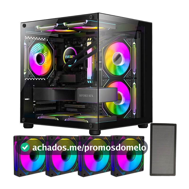 Gabinete Gamer  Aquário em Vidro Com 4 Fans RGB GB1796