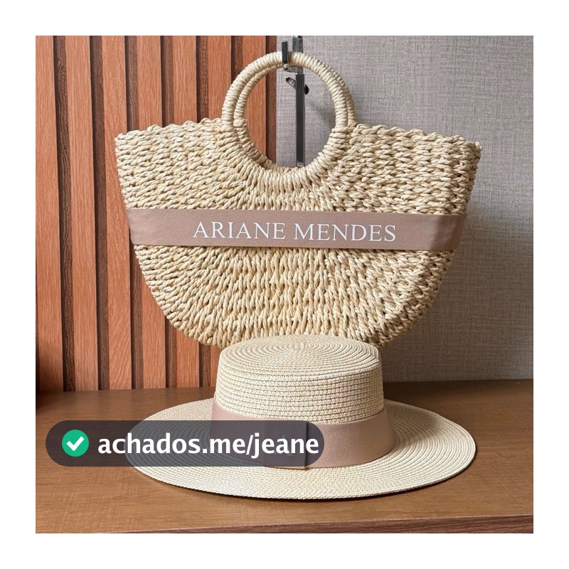 Kit bolsa e chapéu personalizados com nome inicial praia moda meia lua capri