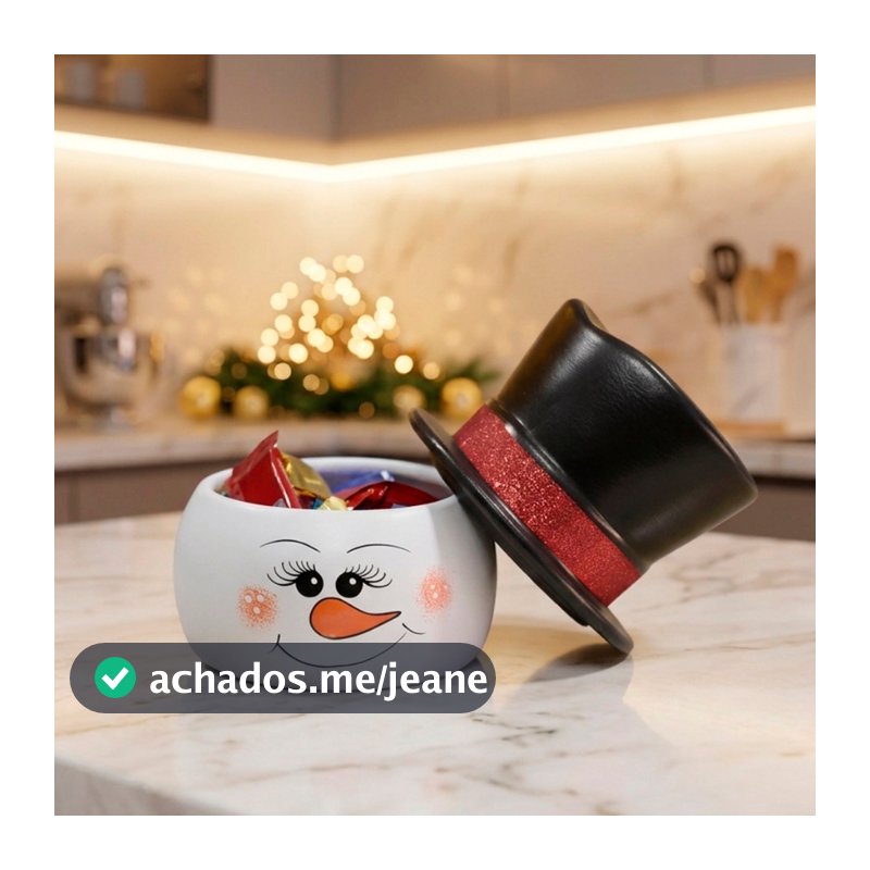 Boneco de Neve Enfeite Natal Cerâmica com Tampa Decorar Lar Mesa Decoração Casa Moderno Decorativo Porta-Doces e Objetos