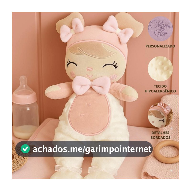Boneca Metoo Personalizado Com Nome Pelucia Plush Antialérgica Naninha Enxoval Bebe Menina