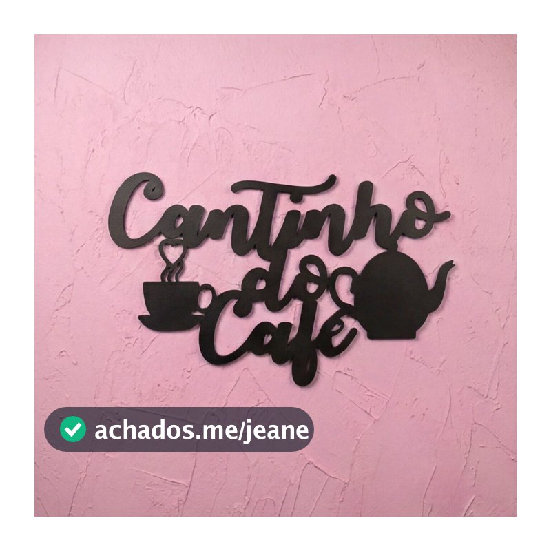 Cantinho do Café MDF Preto 25x15 Recorte Bule Xícara Decoração Parede Cozinha Padaria Cafeteria