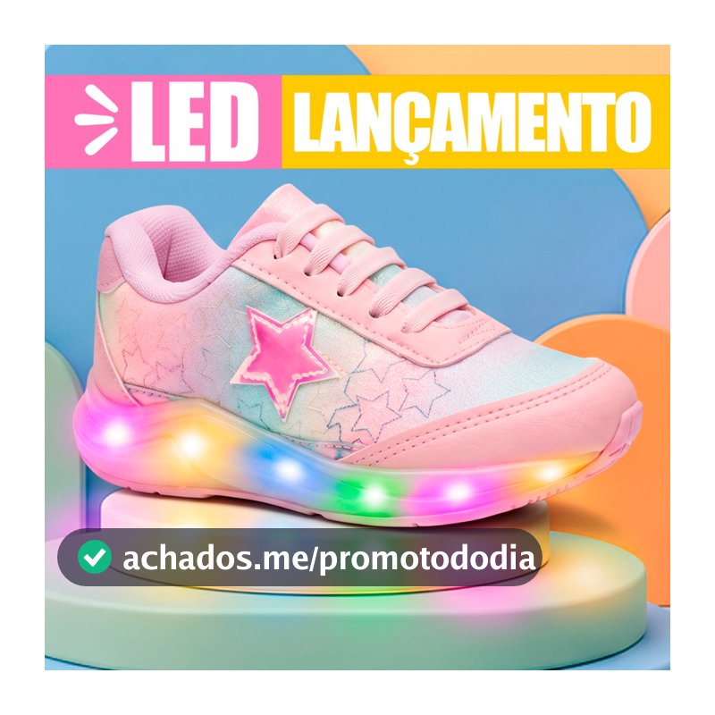 Tenis infantil Led Menina Feminino Luz Pisca Pisca Club Happy