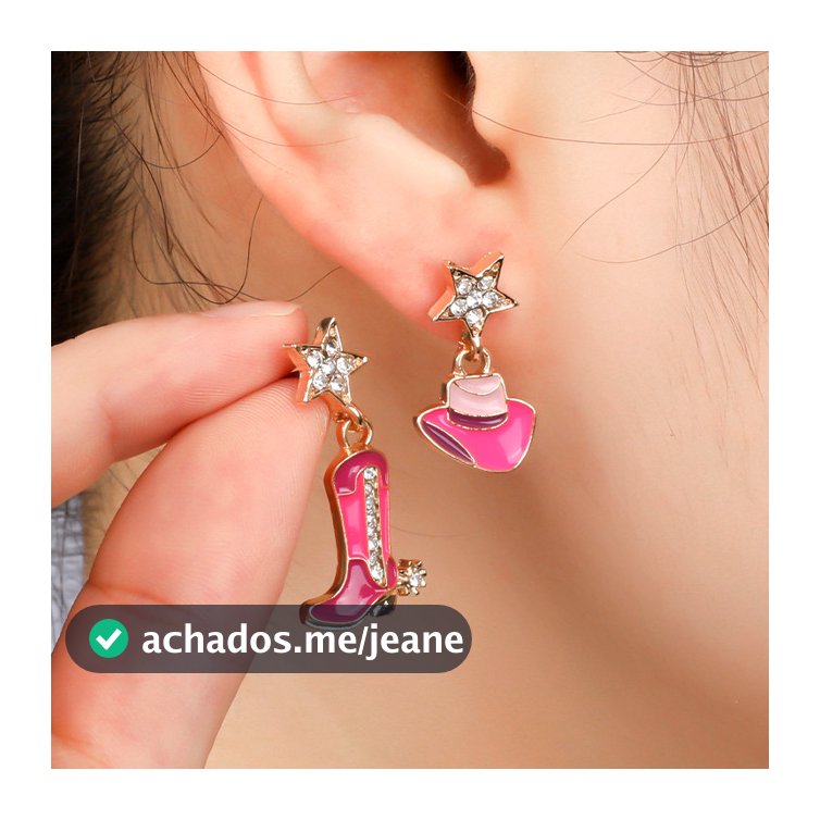 brincos de metal com pingente de bota de ganga para mulher, brincos da moda para festas, brincos de aço inoxidável, zirc