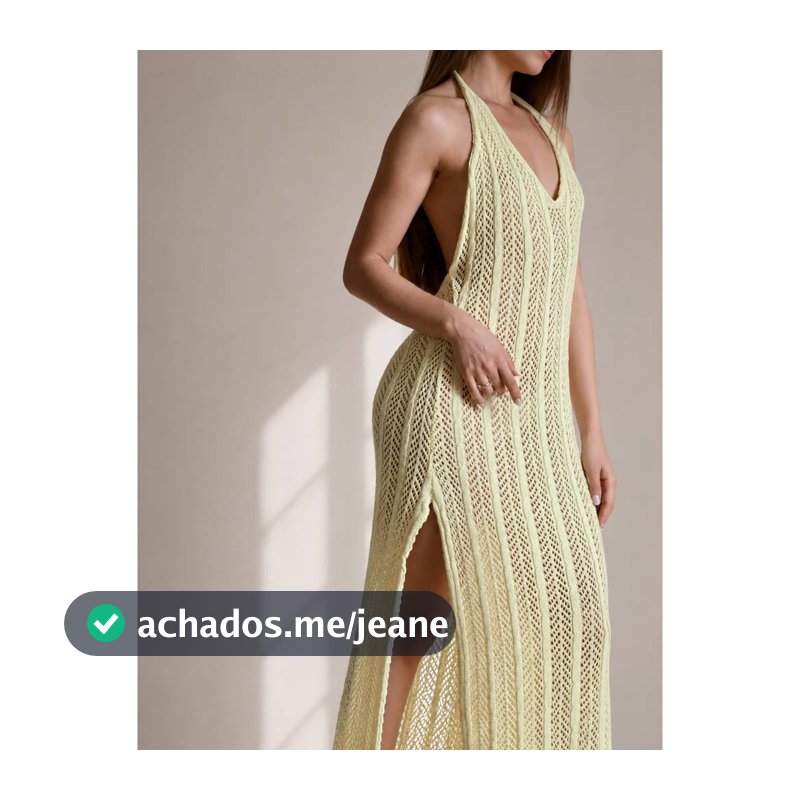 Saida de Praia Trico Vestido Longo Costas Nua Com Fenda Lateral Tricô Verão