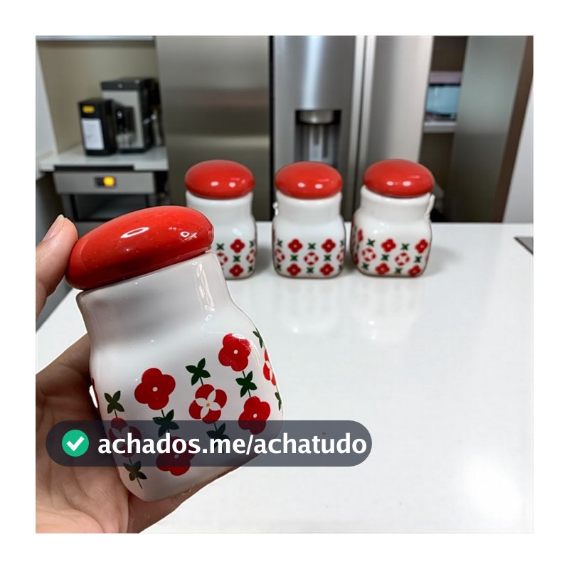 4uni Porta Temperos Vermelho Com Tampa Para Cozinha
