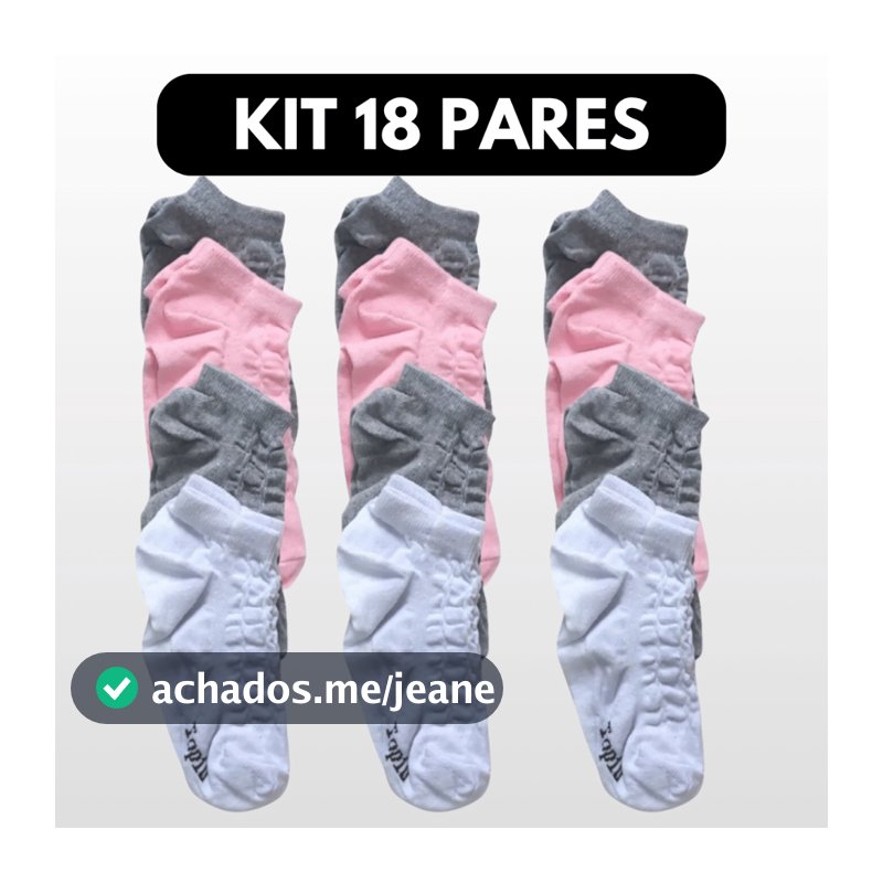 Meia macia algodão soquete kit com 03,06,12 e 18 pares unissex