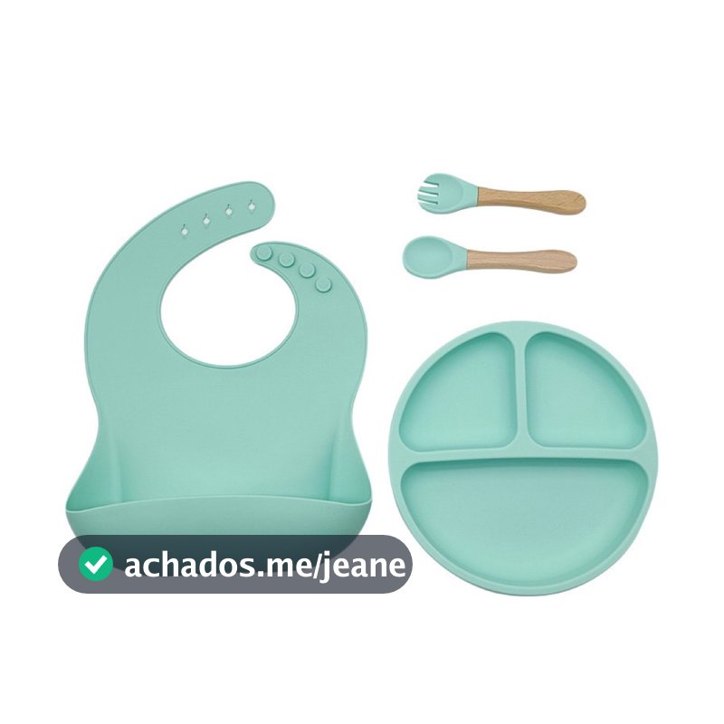 Talheres do Bebê 4 Pcs Talheres Silicone Infantil Com ventosa Colher Babador