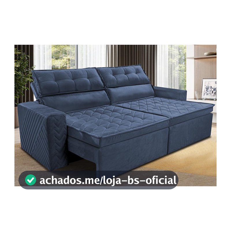 Sofá Retrátil e Reclinável 2,00m Cama inBox Belém. Velusoft