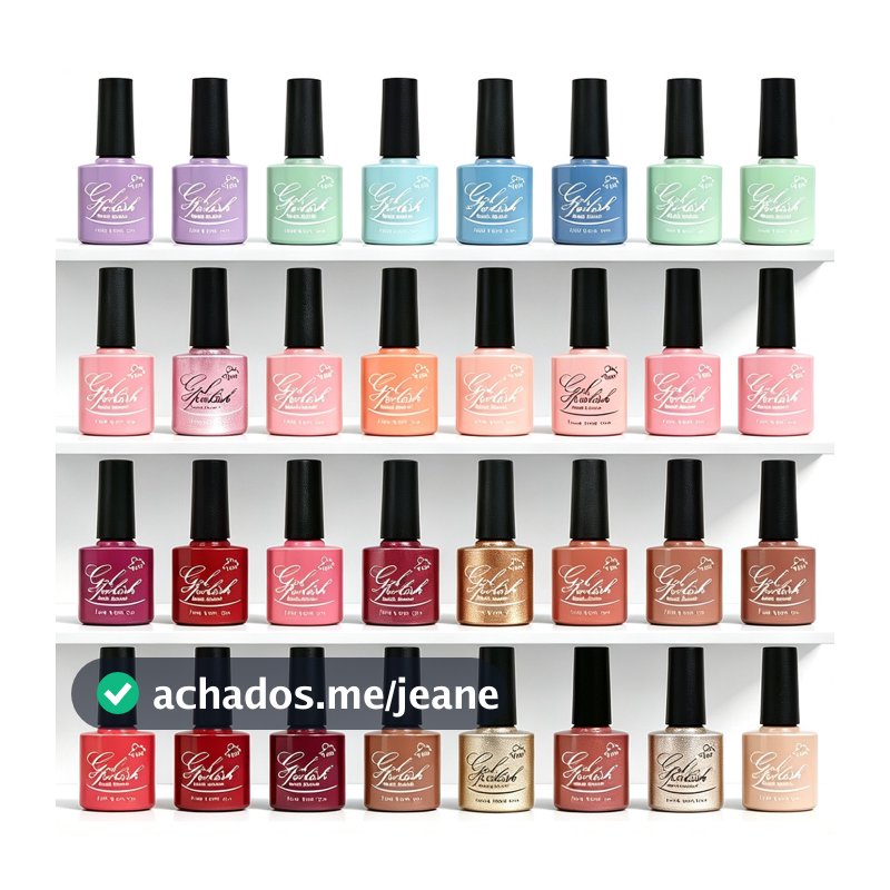 Kit 10 Esmaltes em Gel Uv/Led Unhas Nail Design Acrigel Cor Aleatório Glitter Arte Manicure