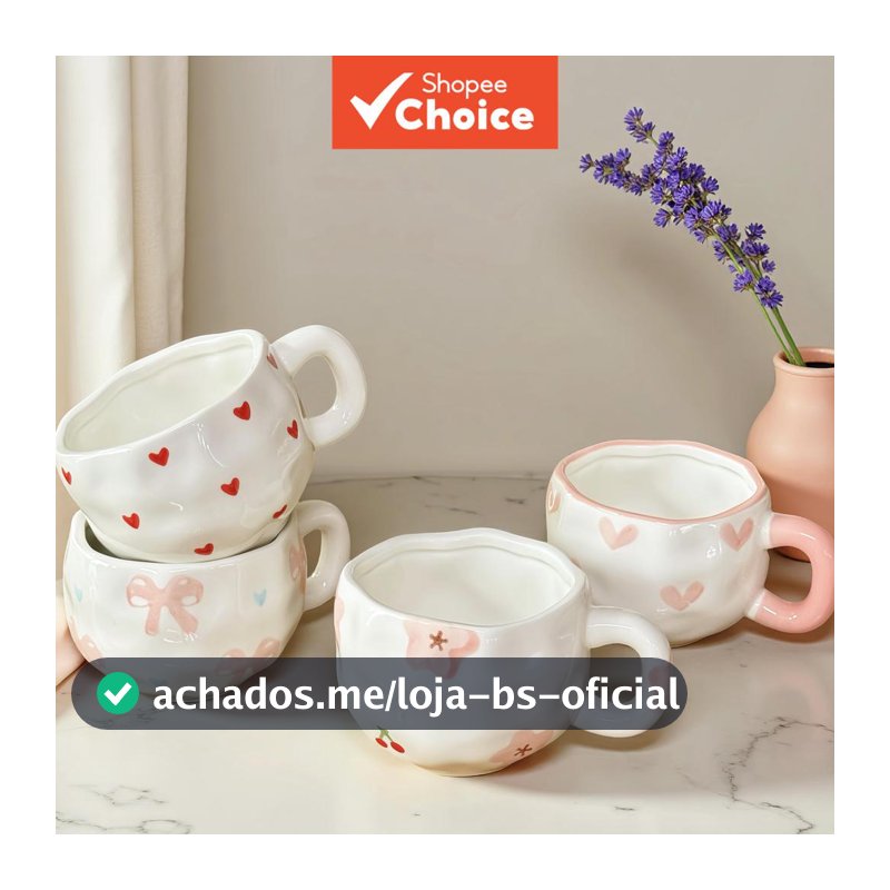 Conjunto De Caneca E Pires De Cerâmica Com Arco Pintado À Mão , Xícara De Chá De Café Fofa Para Escritório Doméstico