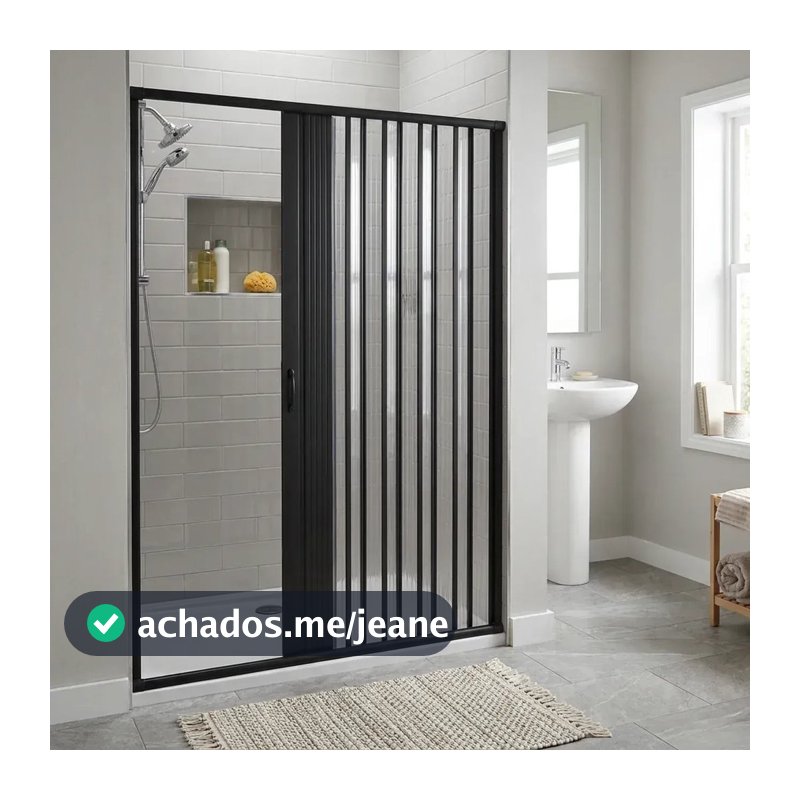 Box para Banheiro Sanfonado 185x130cm PVC Preto Preto