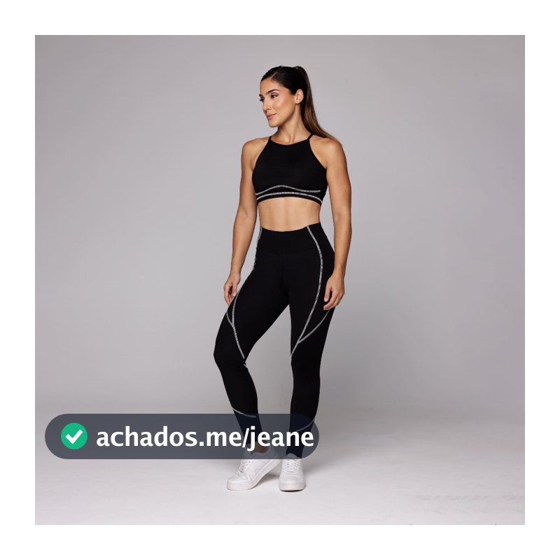 Conjunto Fitness Feminino Sense Academia Top Poliamida e Calça Legging Alta Compressão Coleção Duo
