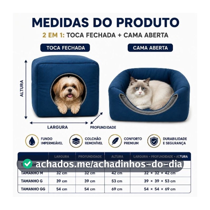 casinha cama toca lglu 3 em 1 para cães e gato tamanhos P,M,G, fundo impermeável almofada removível Premium