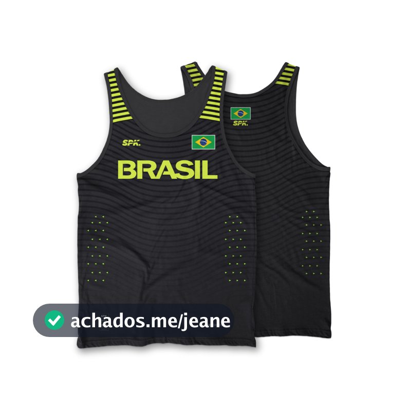 Camiseta Regata  De Corrida Maratona Running Brasil Proteção Uv Respirável secagem rápida - Preta/Verde