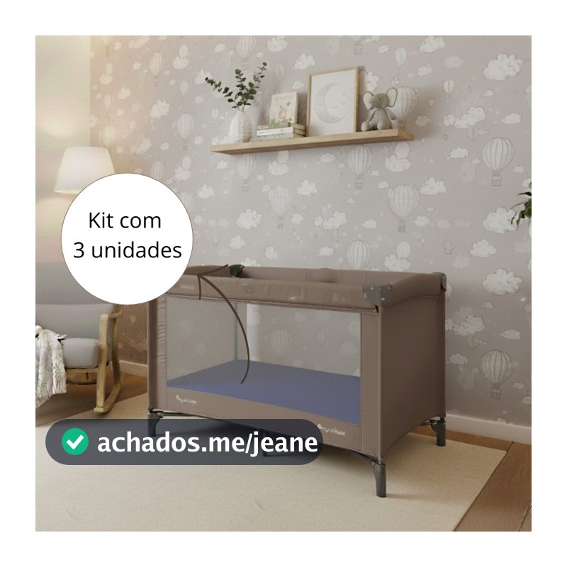 Kit de 3 Lençol Cercado De Bebê Chiqueirinho com elástico Percal 400 fios