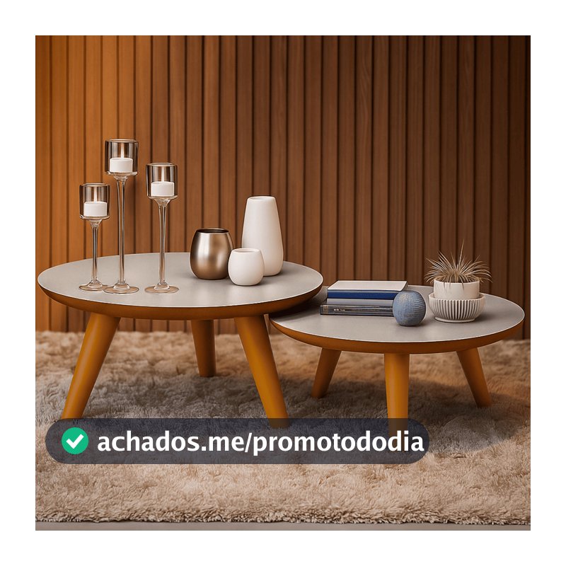 Mesas De Centro Redonda Com Pés Plástico PVC Caramelo Kit 2un Para Sala Sofá Decoração