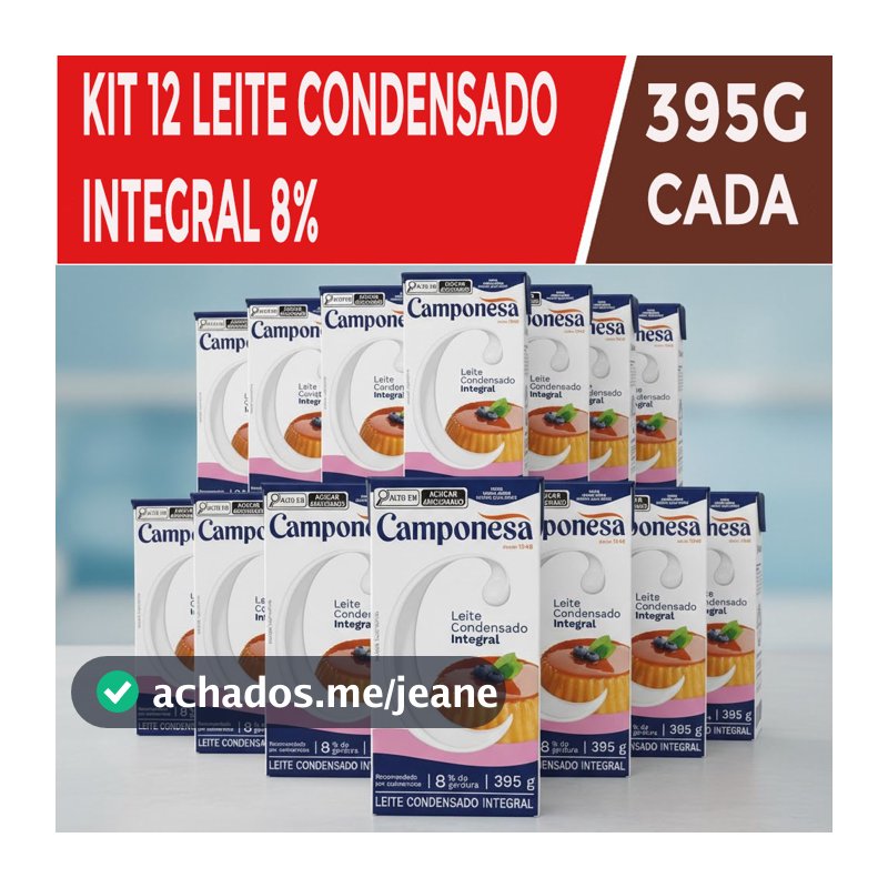 Kit 12 Leite Condensado Integral 8% Gordura 395g Camponesa