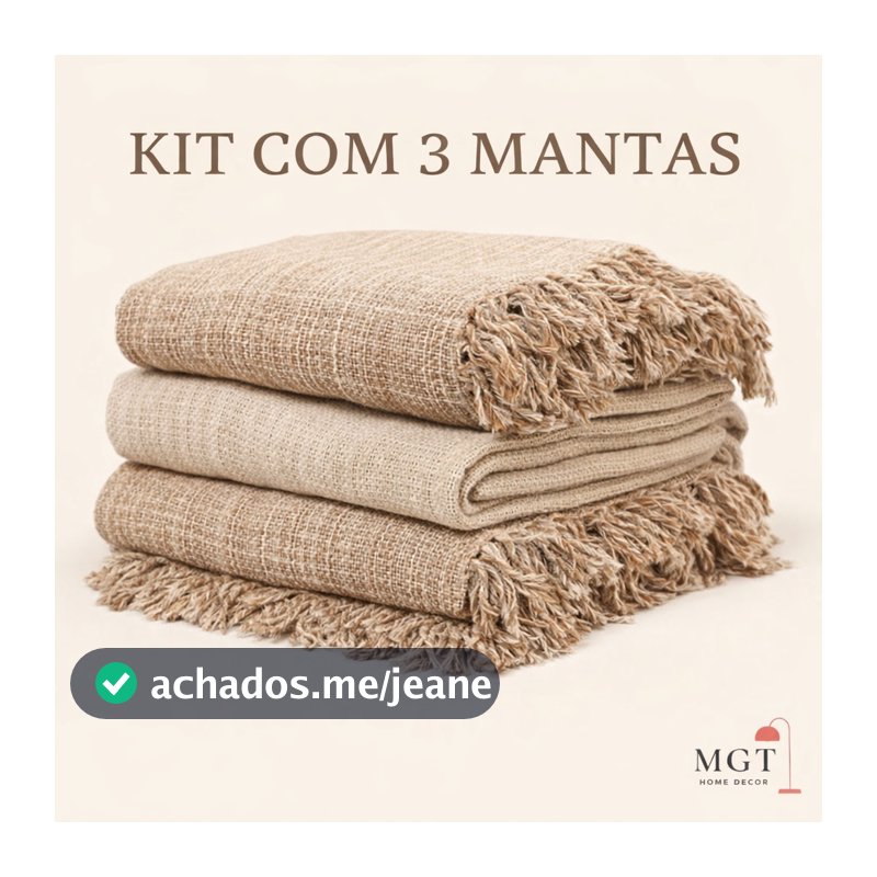 KIT 3 Manta Para Sofá Retrátil Luxo Gigante Decoração Ambiente Sala de Estar 210x120