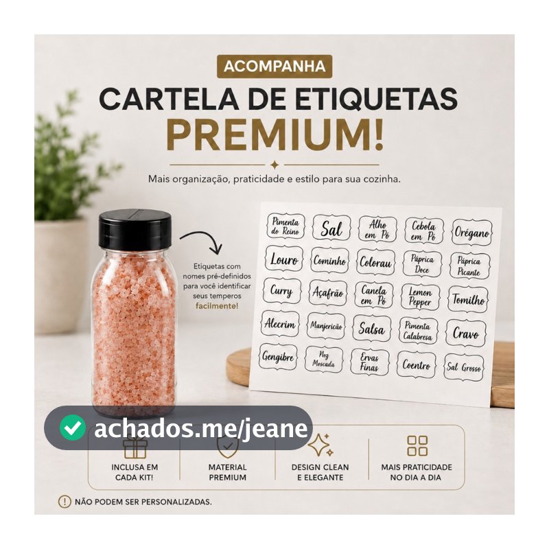 Kit Potes Tempero Reforçado + Etiquetas tempero