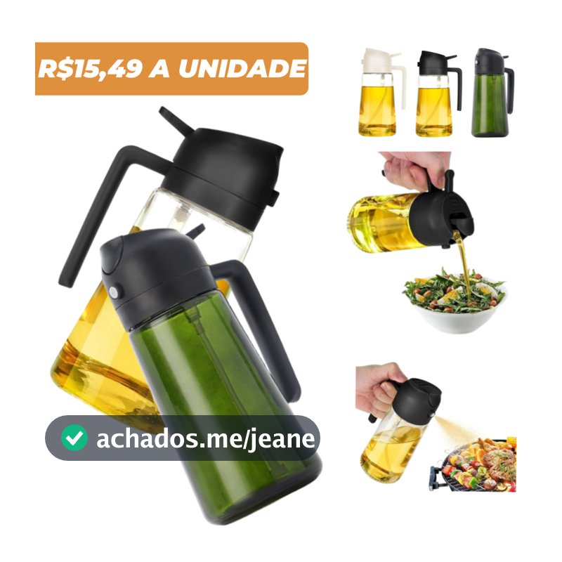 Kit 2 Galheteiro Spray Borrifador Dosador 2 em 1 Para Azeite Vinagre Oléo Vidro Vinagreiro Azeiteiro Cozinha 500ML