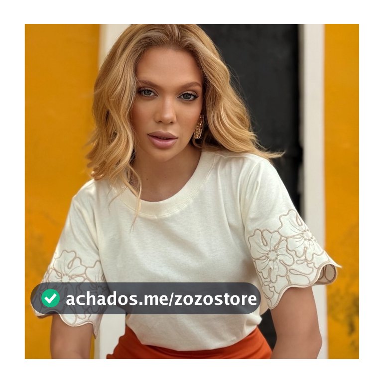 Blusa T-Shirt Feminina Luxo Bordada Algodão Premium Elegante