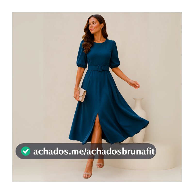 Vestido Midi Com Manga E Fenda Colors Candy Moda Evangélica Acompanha Cinto