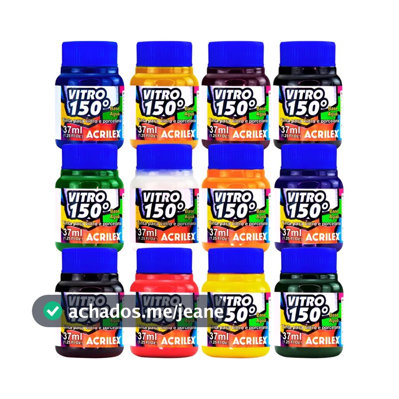 Kit 12 Tintas Vitro 150 37ml Acrilex Pintura Porcelana Vidro A BASE AGUA
