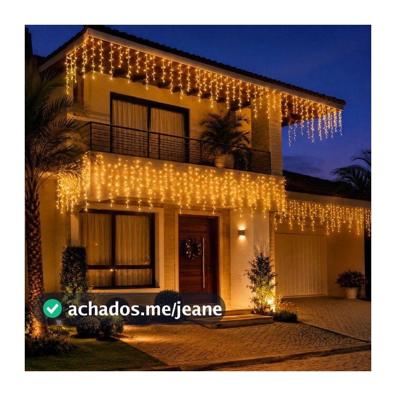 Cascata 400 Led's 10 Metros Fixo ou 8 Funções 110v/220v Decoração Interna ou Externa