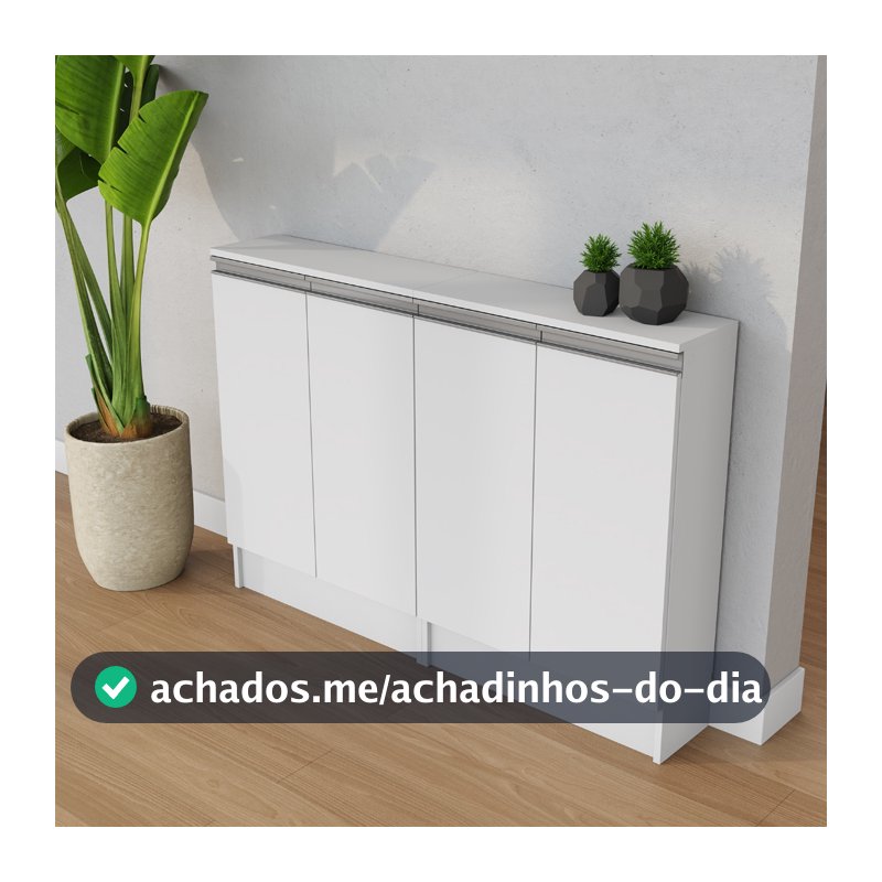 Despensa Balcão Estreito Compacto Multiuso MDF Nicho Aparador Mini Dispensa Entregue Montado Branco