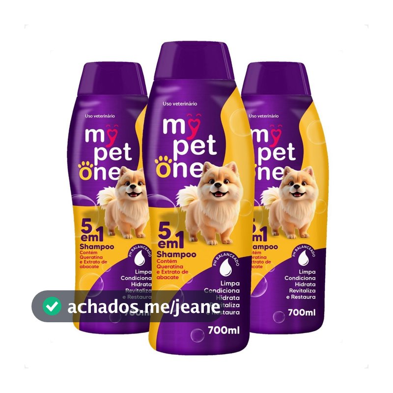 Kit 3 Shampoo 5 em 1 Mypetone Cães e Gatos - 700mL
